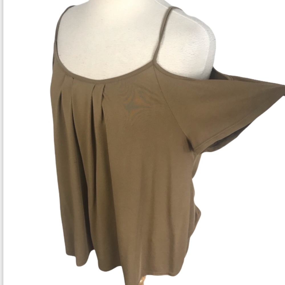 Mike & Joey Large Blouse Cold Shoulder Brown Stret